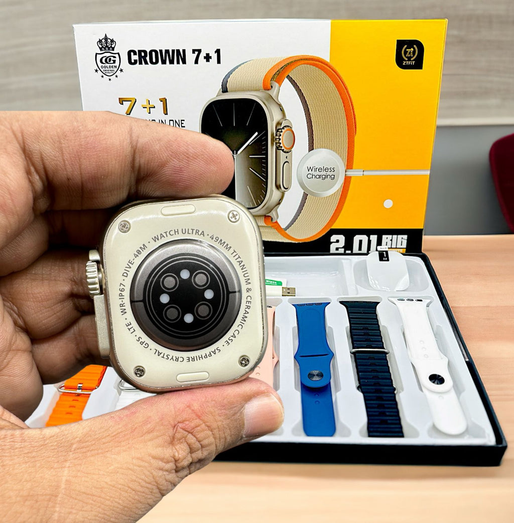 Crown H30 Ultra 2 Smartwatch – 2.01" Big Display, Bluetooth Calling & 7+1 Straps.