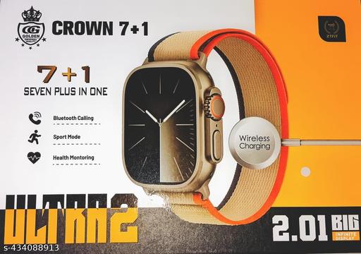 Crown H30 Ultra 2 Smartwatch – 2.01" Big Display, Bluetooth Calling & 7+1 Straps.
