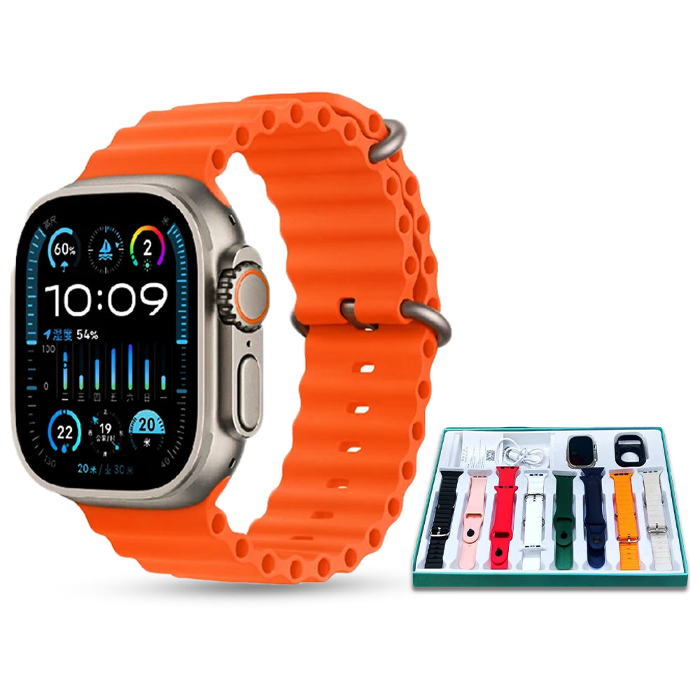 Crown H30 Ultra 2 Smartwatch – 2.01" Big Display, Bluetooth Calling & 7+1 Straps.